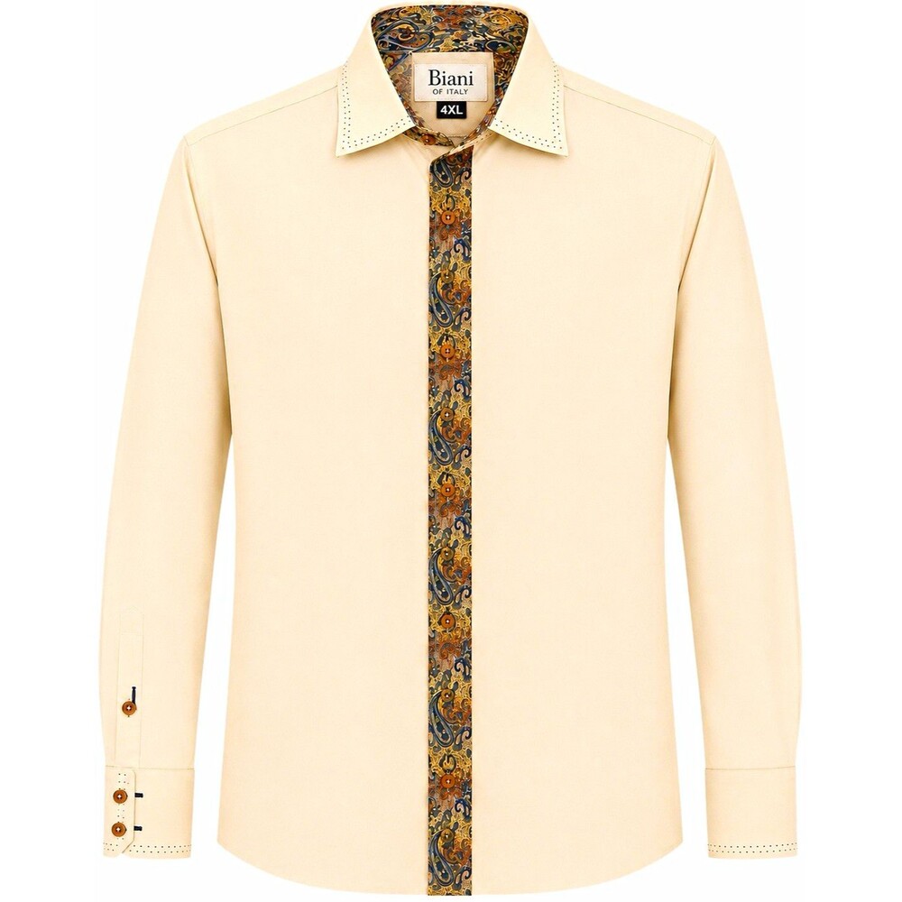 Biani Men's Big & Tall Dress Shirt 4XL Beige Long Sleeve 20-20 1/2   36-37